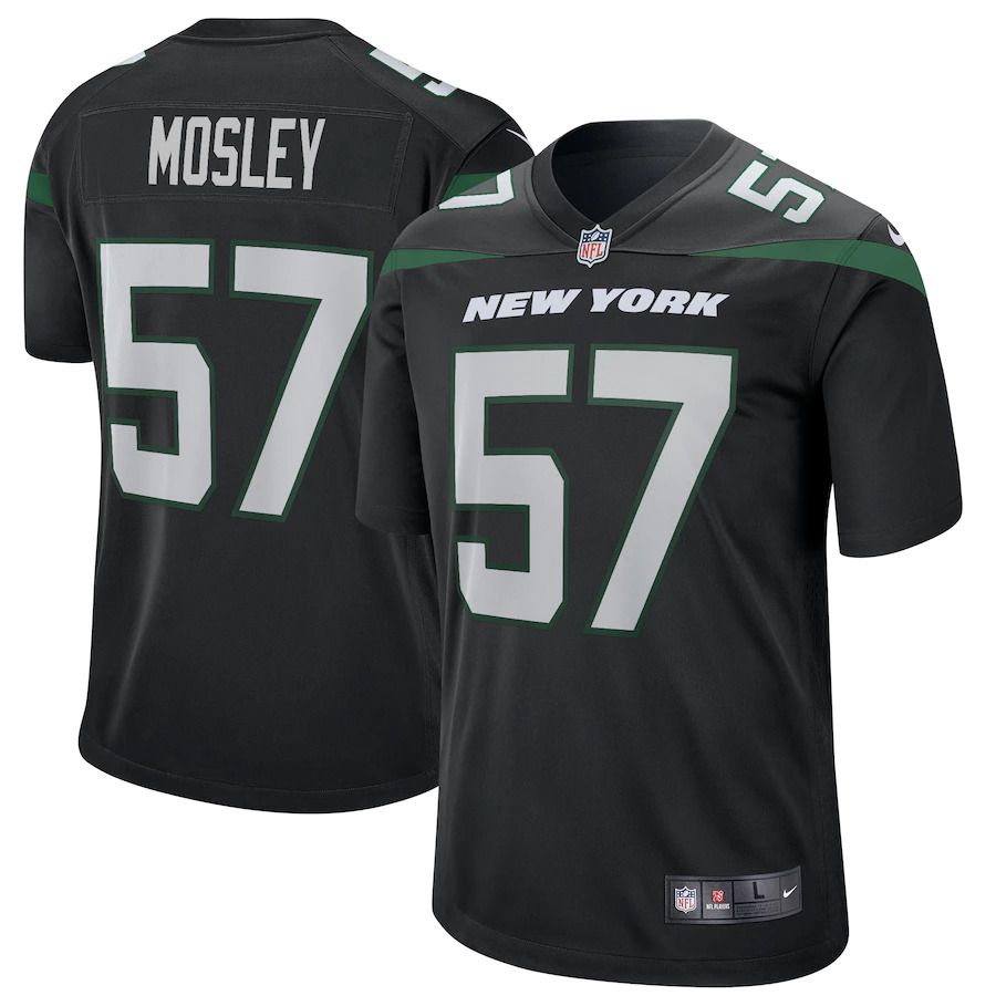 Men New York Jets #57 C.J. Mosley Nike Stealth Black Game NFL Jersey